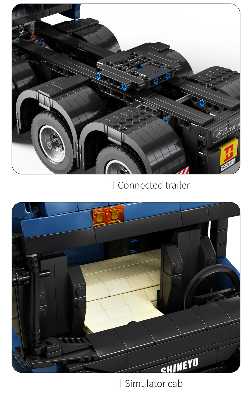 Technik LKW Ferngesteuert, YC-22013 Technic LKW, 2651 Teile Technik Truck mit 4 Motoren, LEDs Bauset Kompatibel mit Lego Technik